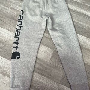 Carhartt Gray Sweatpants with Elastic Waistband and Tapered Leg